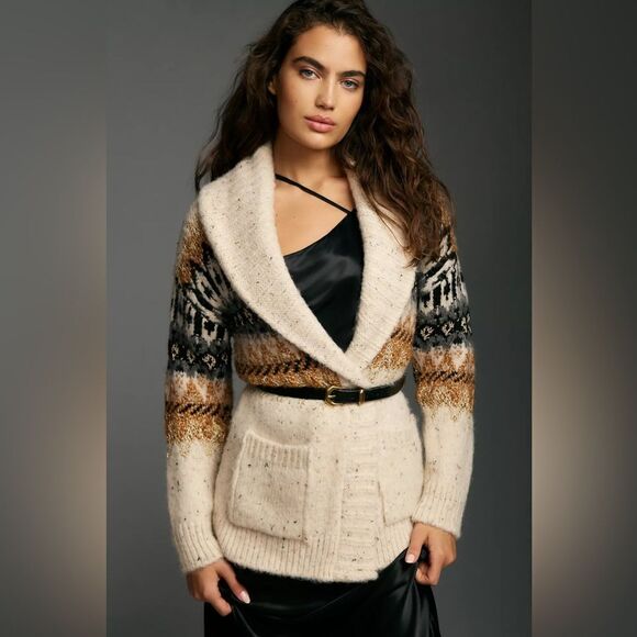 NWT Anthropologie Patterned Cardigan Sweater - Picture 2 of 5